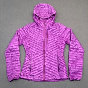 Outdoor Research Verismo Hooded Jacket Women's XS Purple Puffer Lightweight READ